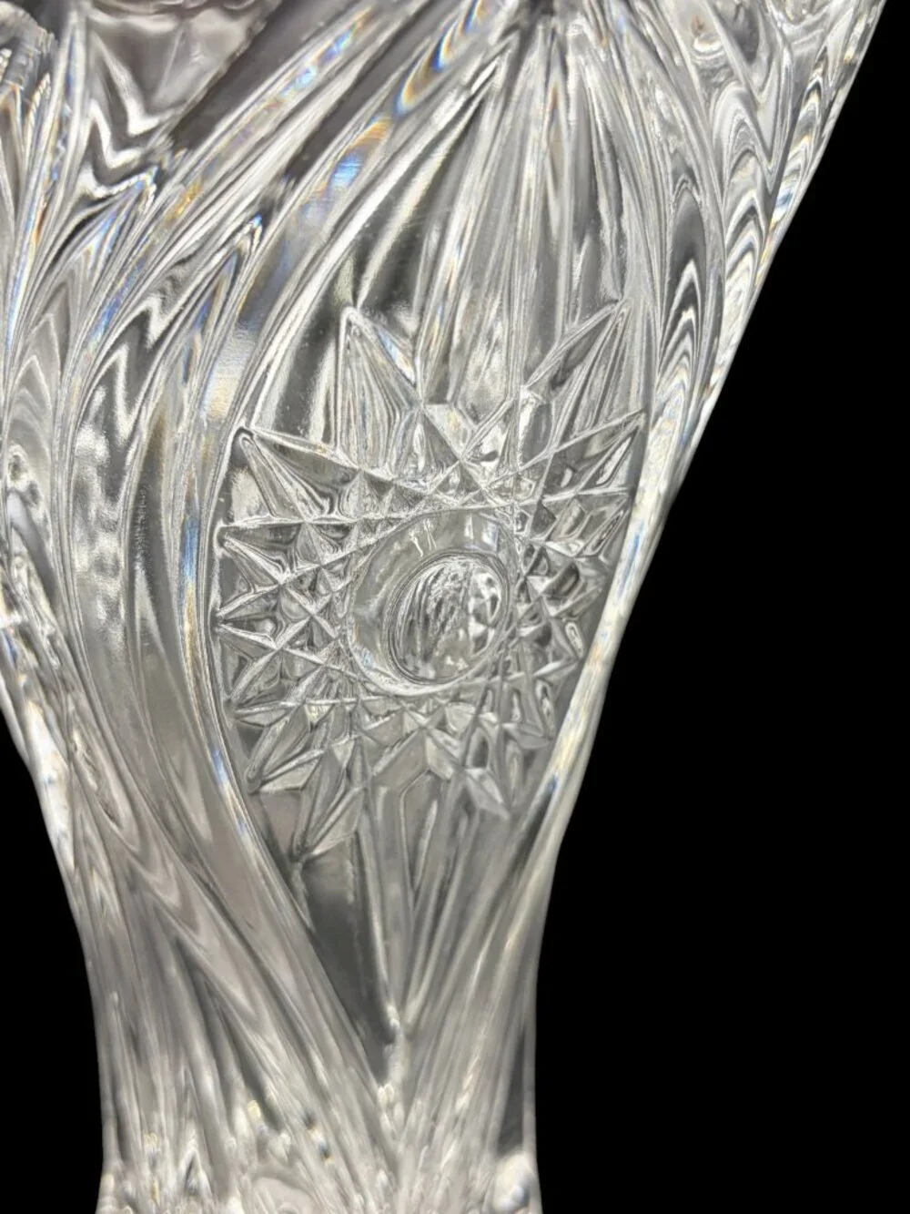 Vintage Nachtmann Bavarian Crystal Vase Starburst Cut Glass Germany 9.5